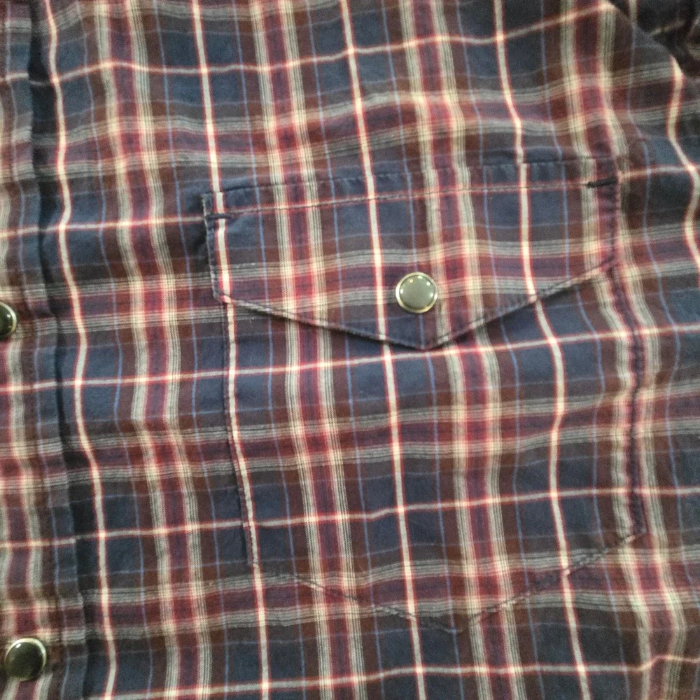 Banana Republic Shirt Mens Slim Fit Western Plaid Pearl Snap Button Down